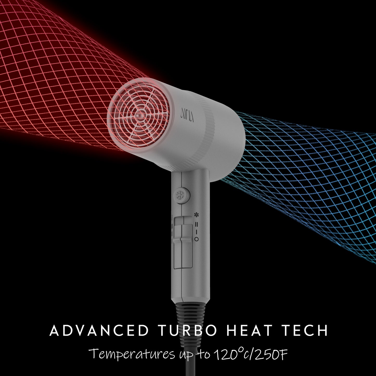 AINA Hair Dryer with Diffuser, Blow Dryer for Women | Advanced Ionic Technology, Ceramic Coating | Cold Shot Features Turbo Heat for Fast Drying and Shine 110V/ALCI(Grey)