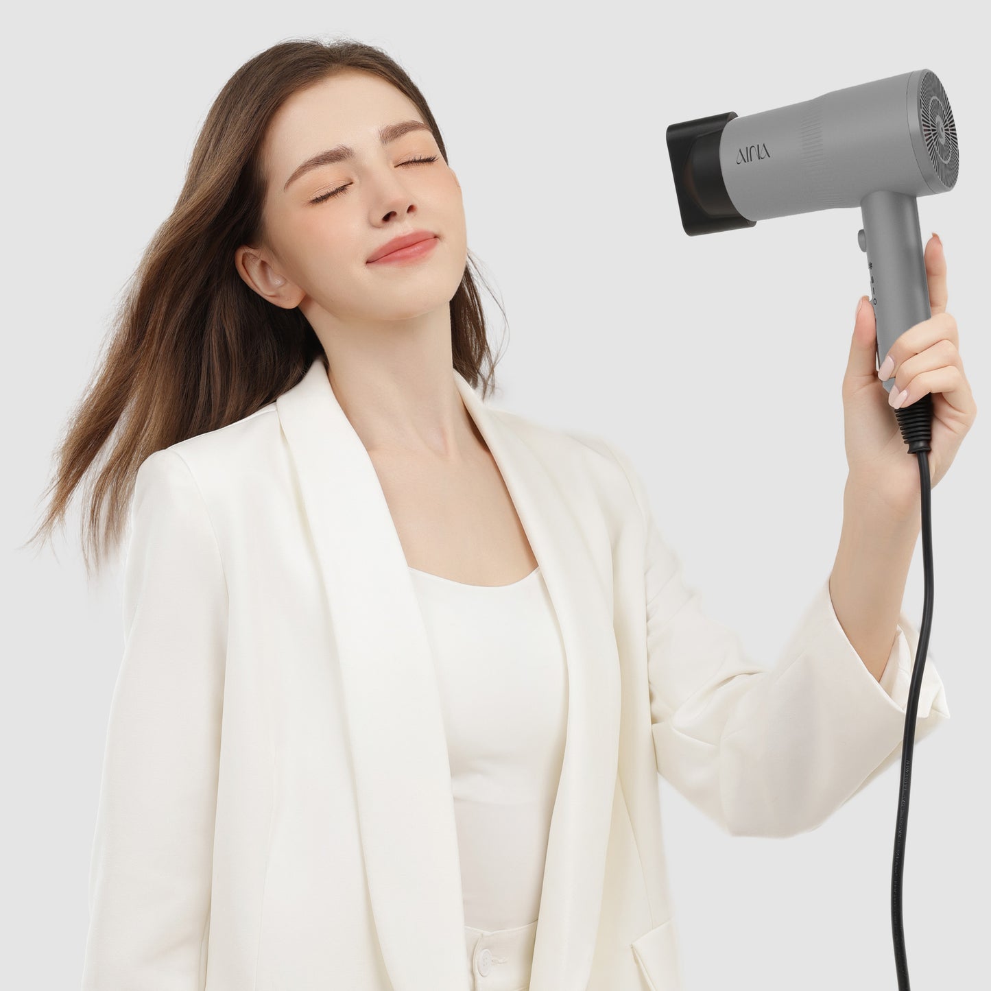 AINA Hair Dryer with Diffuser, Blow Dryer for Women | Advanced Ionic Technology, Ceramic Coating | Cold Shot Features Turbo Heat for Fast Drying and Shine 110V/ALCI(Grey)