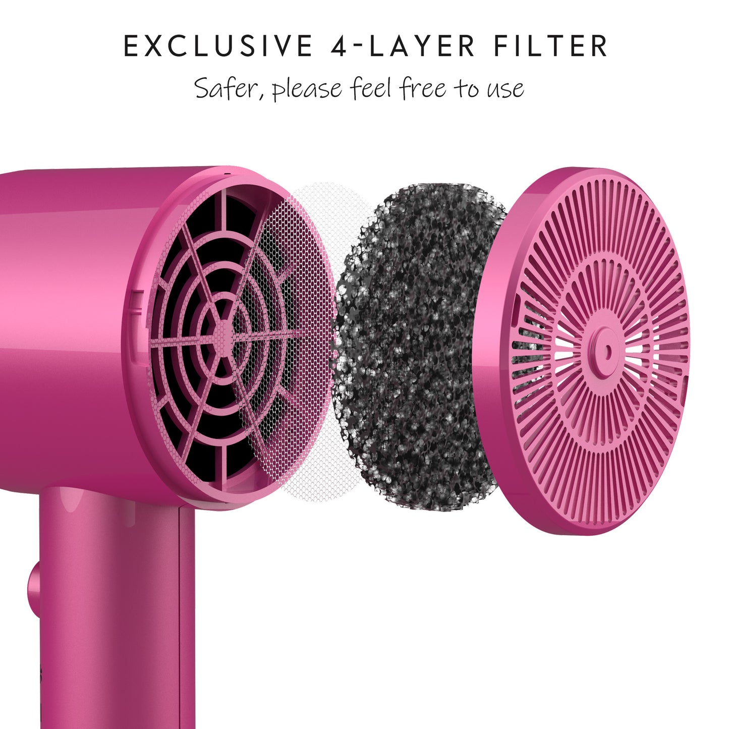 AINA Hair Dryer with Diffuser, Blow Dryer for Women | Advanced Ionic Technology, Ceramic Coating | Cold Shot Features Turbo Heat for Fast Drying and Shine(Red)