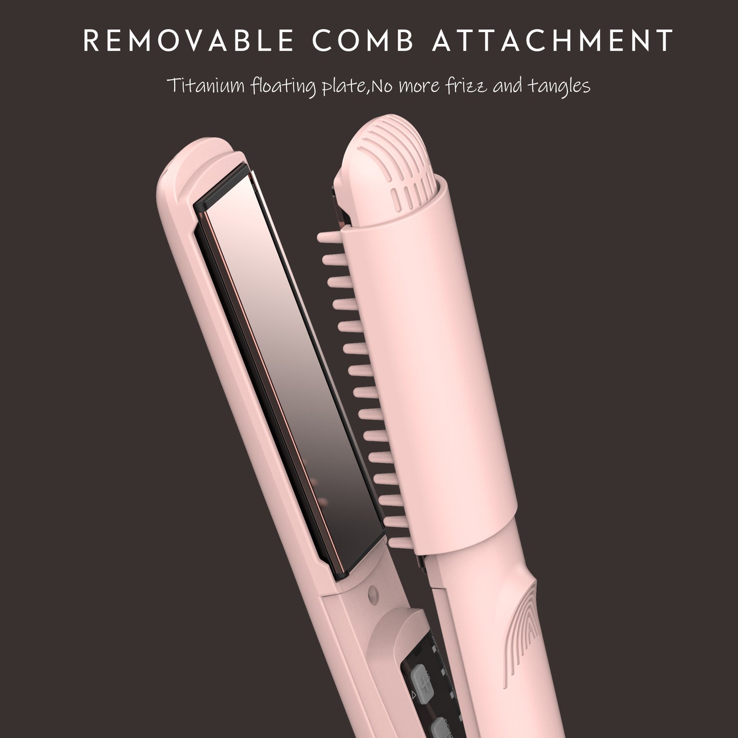 AINA Hair Straightener Brush, Flat Iron | Titanium Plates Dual Voltage Hair Straightening Curling Iron 2 in1 | Resolve Tangled frizz (Pink)